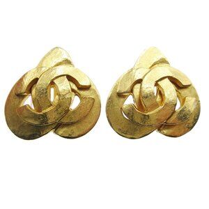 Chanel Heart Earrings Gold Clip-On